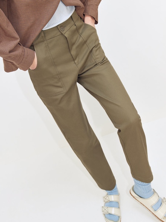 Eve Gravel Pants - eve gravel JOY pants olive green high waist straight cut trouser